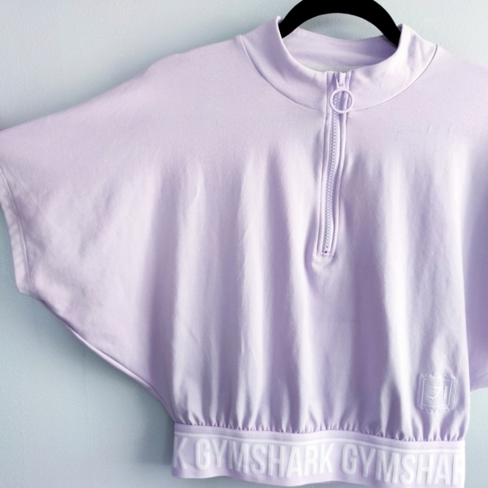 Gymshark Recess 1/2 Zip Tee sz SMALL light purple croptop fitness apparel cute - Picture 3 of 13